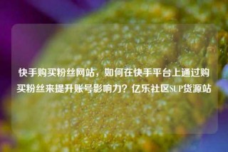 快手购买粉丝网站，如何在快手平台上通过购买粉丝来提升账号影响力？亿乐社区SUP货源站