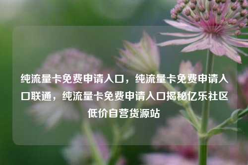 纯流量卡免费申请入口，纯流量卡免费申请入口联通	，纯流量卡免费申请入口揭秘亿乐社区低价自营货源站  第1张